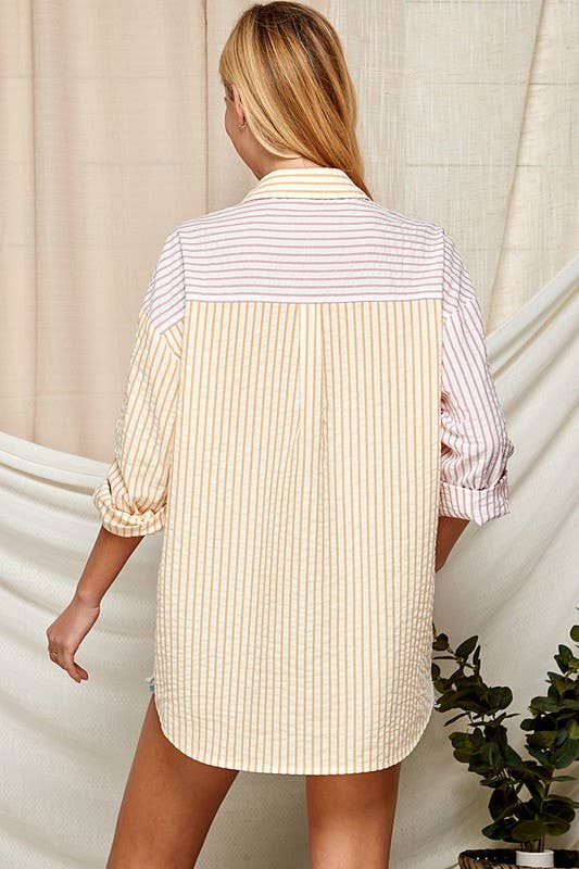 Mixed Stripe Button Down