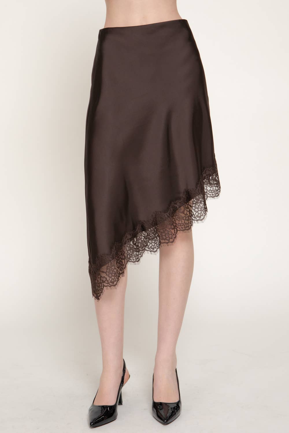 Asymmetrical Satin Midi Skirt