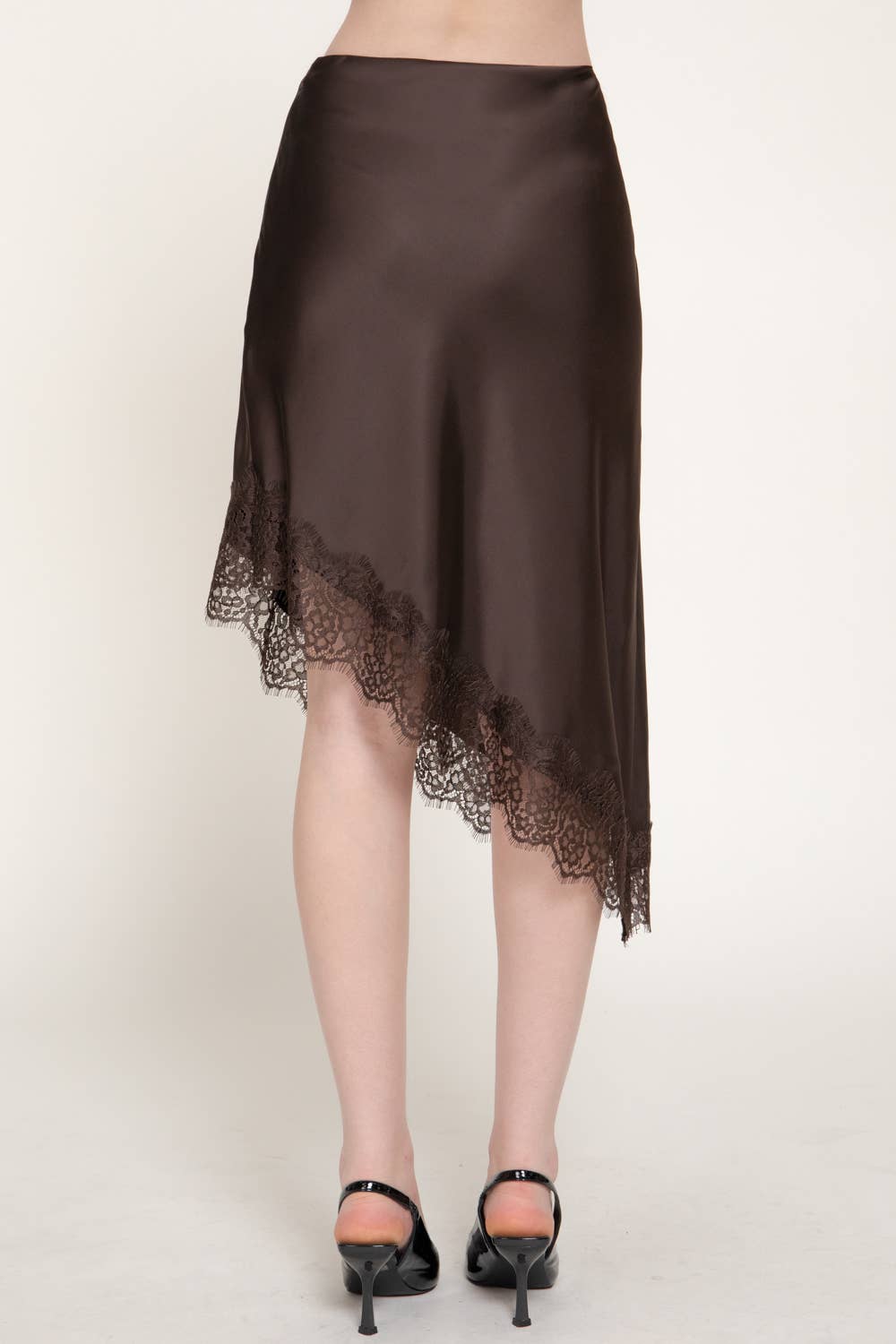 Asymmetrical Satin Midi Skirt