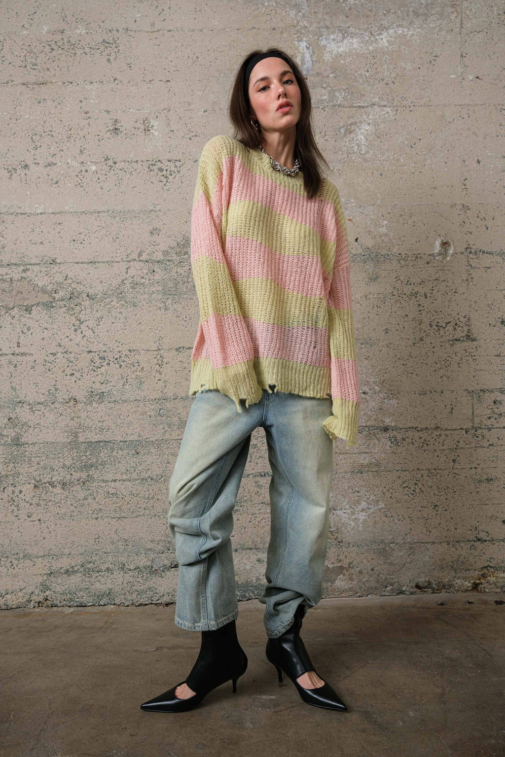 Distressed Stripe Sweater