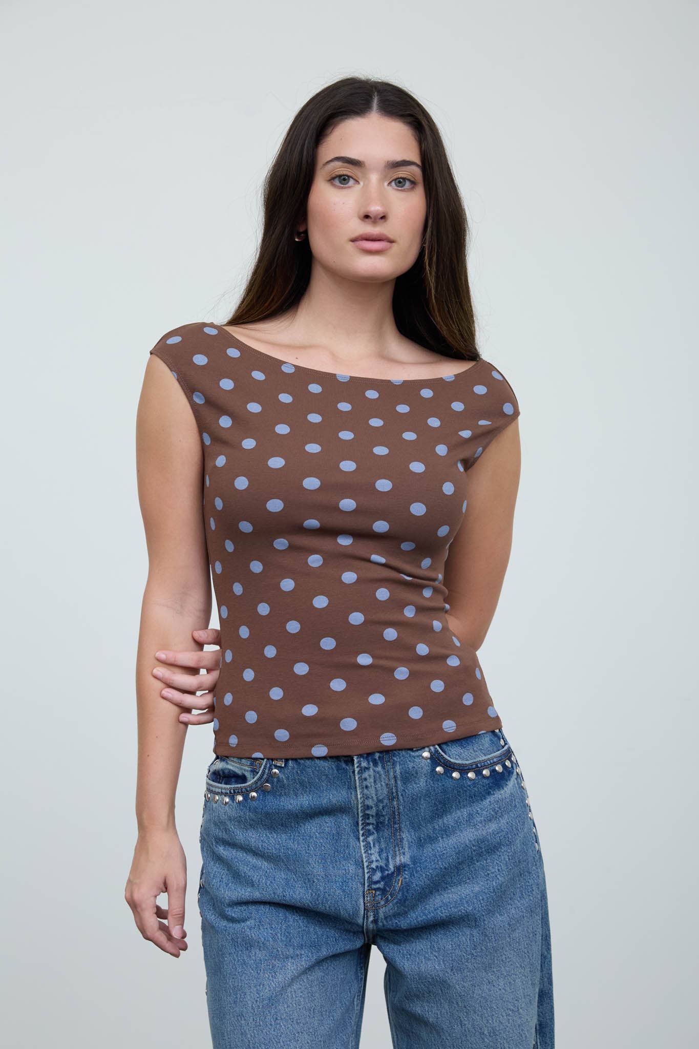Polka Dot Boat Neck Tee