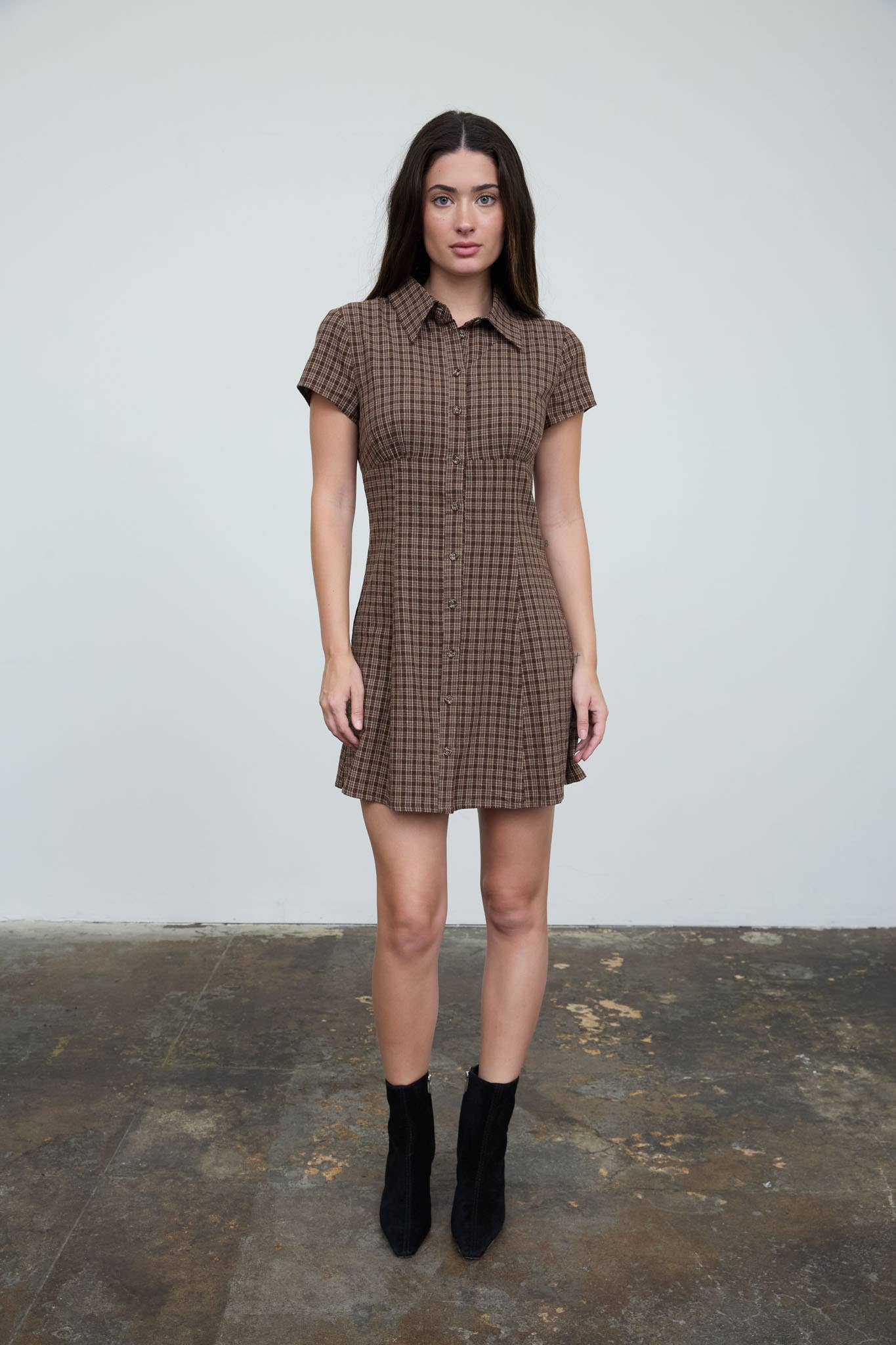 Plaid Collared Mini Dress