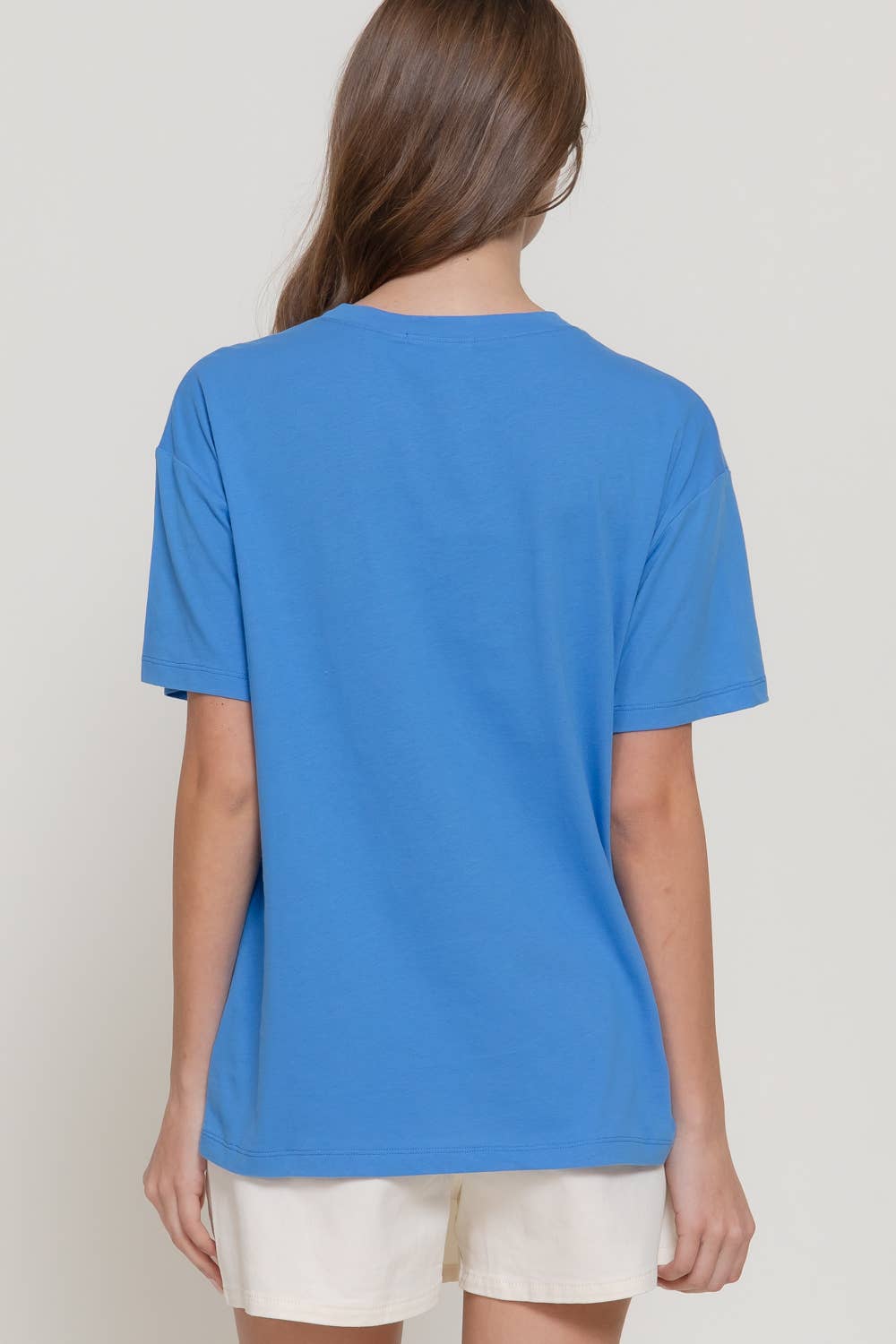 Short Sleeve Crew Neck Embroidery Crew Neck Top