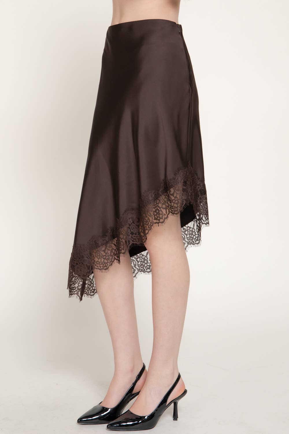 Asymmetrical Satin Midi Skirt