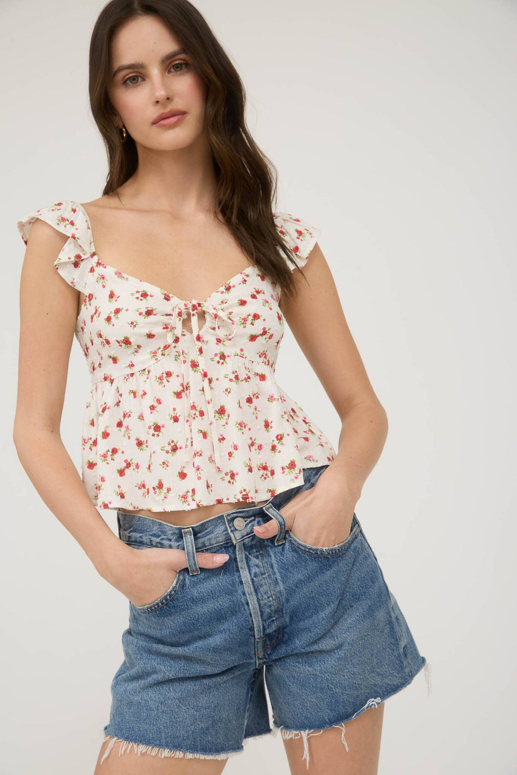 Tie Front Flounce Tank