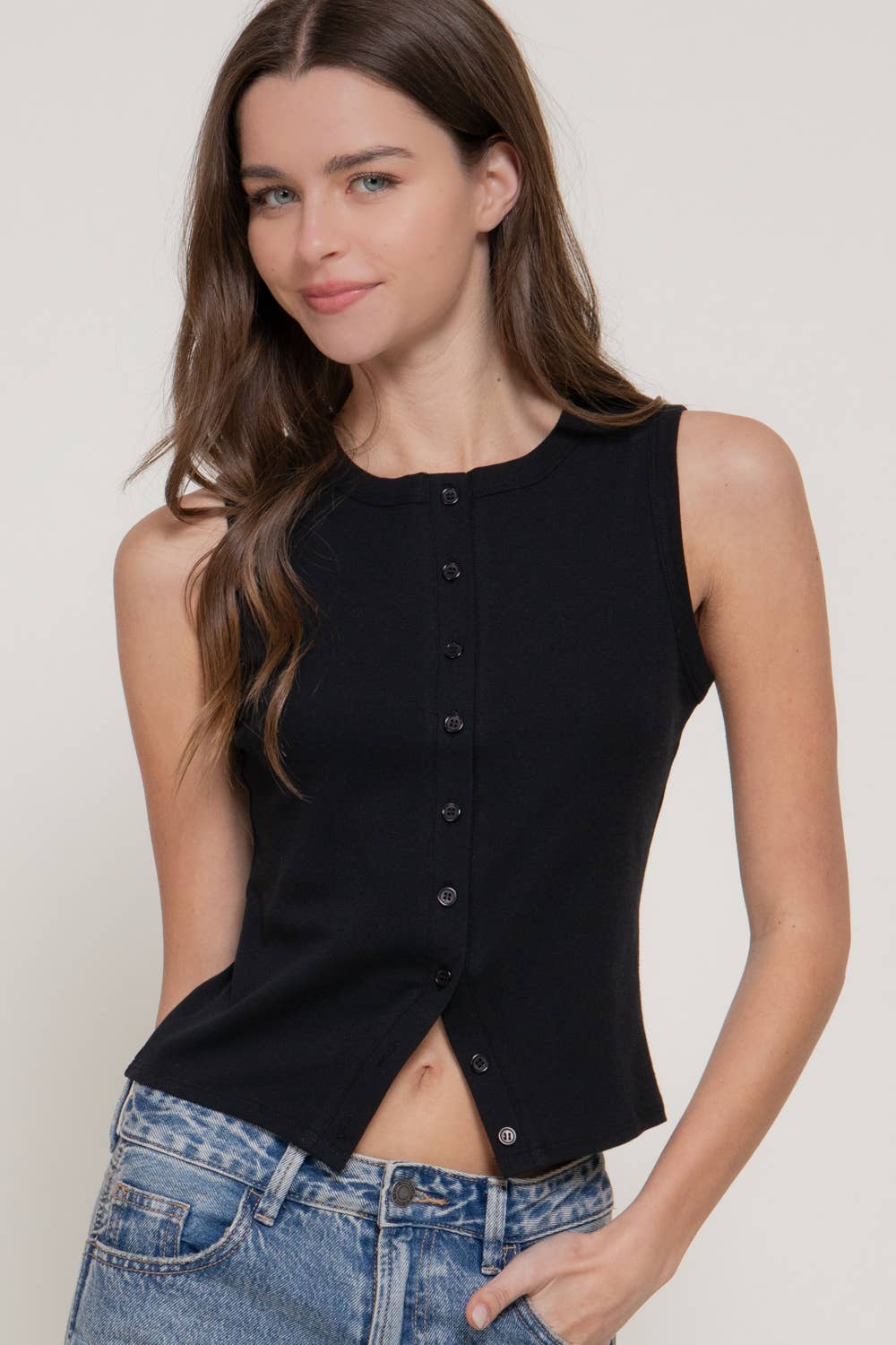 Sleeveless Button Down